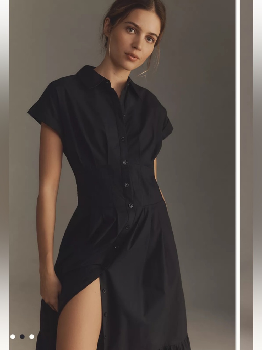NWOT Anthropologie Short Sleeve Pleated Midi Dress